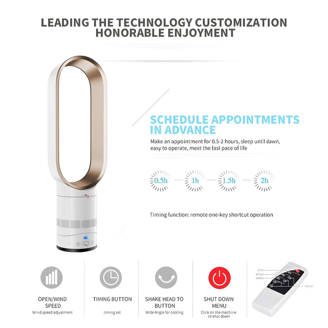 univazo - 16 Inch Bladeless Fan With Remote Control